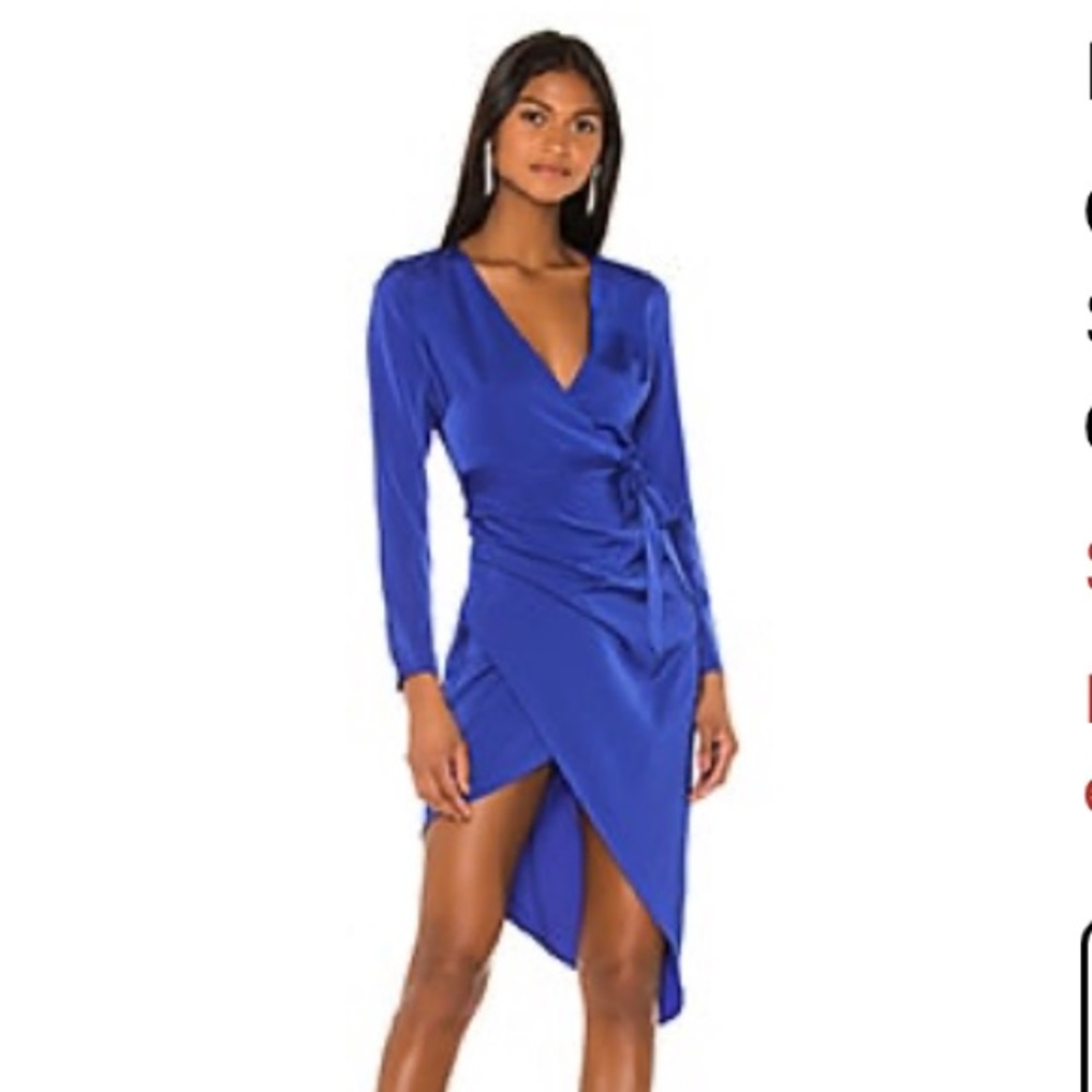 Satin blue midi dress, never worn, new with tags.